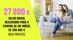 27 800 é o valor inicial necessário para a compra de um imóvel de 200 mil euros