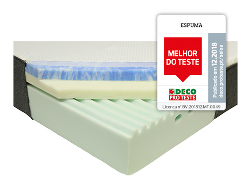 Colchão de espuma com o selo Melhor do Teste.