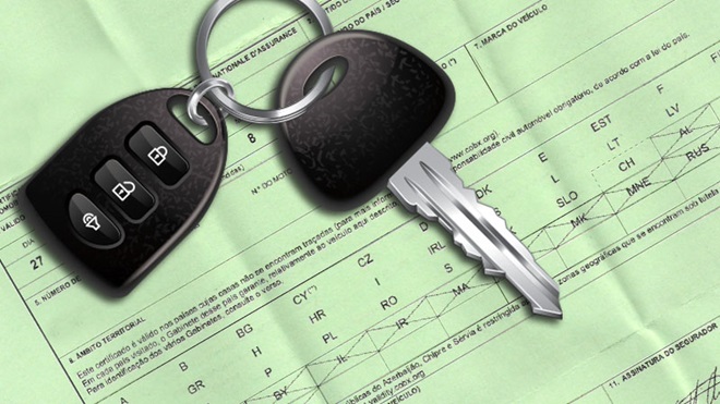 carta verde com chave de carro