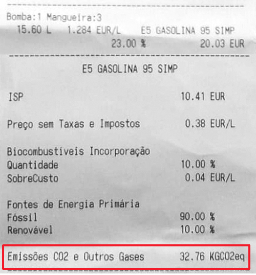 gasolina fatura detalhada