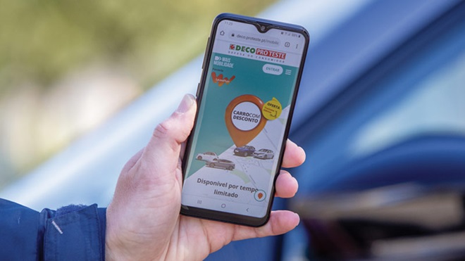 portal mais mobilidade carro com desconto no ecrã do telemóvel