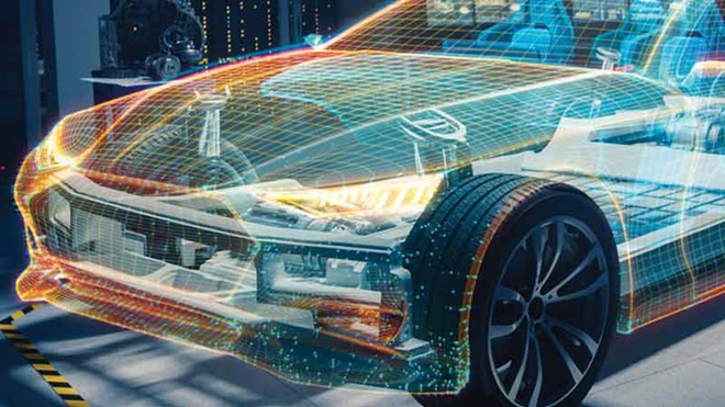 Holograma da frente de um automóvel