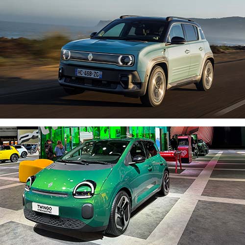 Renault 4 e Renault Twingo, 100% elétricos, prontos para acelerar o coração dos consumidores.