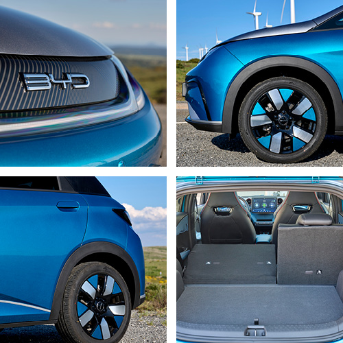 A bagageira do BYD Dolphin tem um volume real de 310 litros. Se rebater os bancos traseiros e utilizar todo o espaço atrás, conta com 1200 litros.