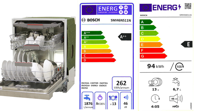 etiqueta energética nova da máquina de lavar loiça BOSCH SMI46NS11N