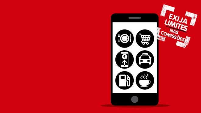 Telemóvel com os símbolos dos serviços onde se pode pagar com a app MB WAY