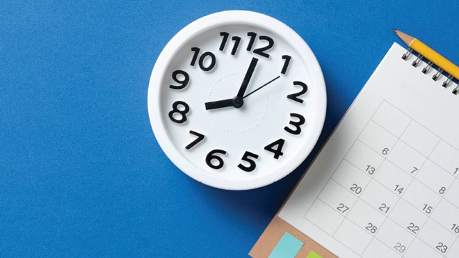 relógio e calendário