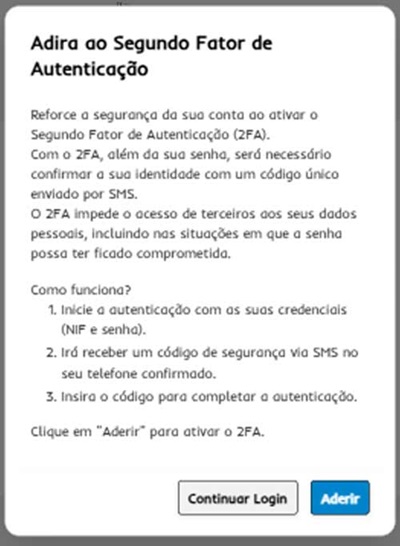Novas regras de autentificação portal das finanças