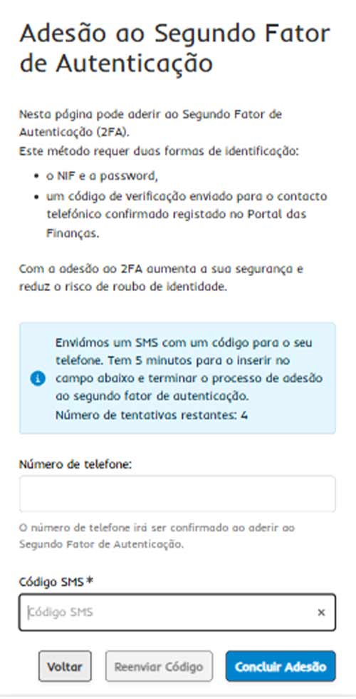 Novas regras de autentificação portal das finanças