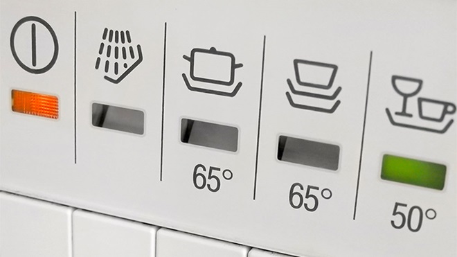 Painel de botões de máquina de lavar loiça