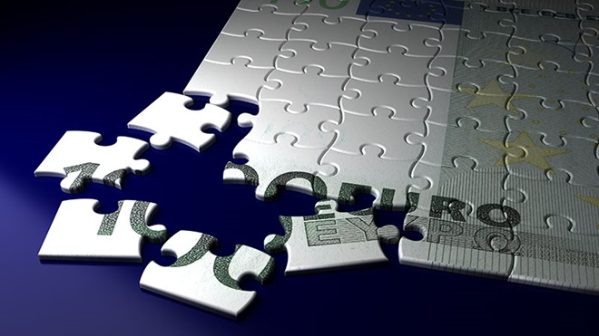 puzzle com imagem de nota de euro