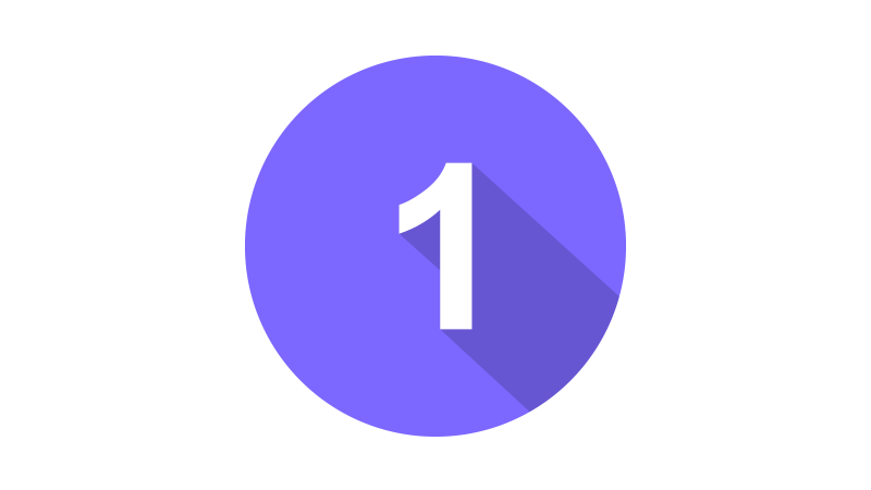 Número 1 dentro de um círculo de cor lilás