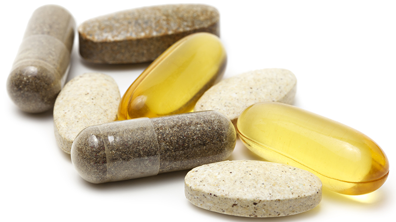 Cápsulas de suplementos alimentares