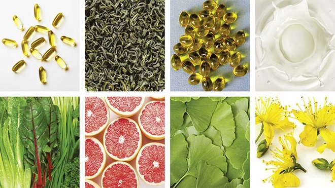 Vitamina D, chá verde, vitamina K, vitamina E, cálcio, ginkgo biloba, hipericão, toranja