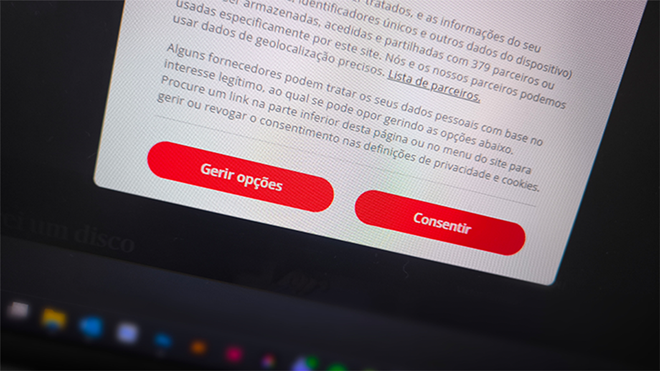 aviso de cookies em website