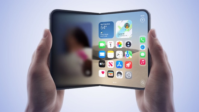 Mãos a segurarem Apple iPhone Duo aberto 