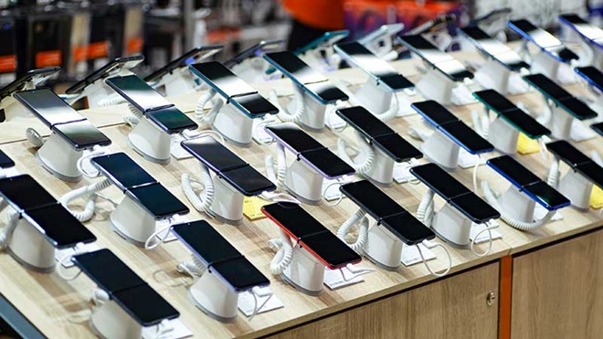 Telemoveis expostos na loja