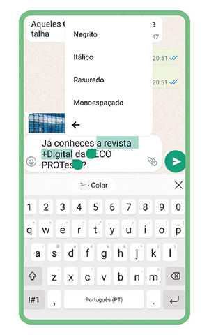Também pode selecionar a mensagem que deseja formatar e selecionar o estilo pretendido.