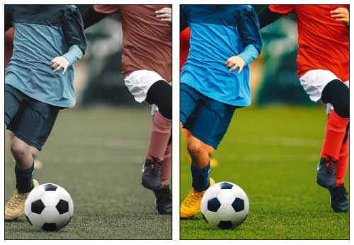 Duas imagens com ajustes de saturação de cores