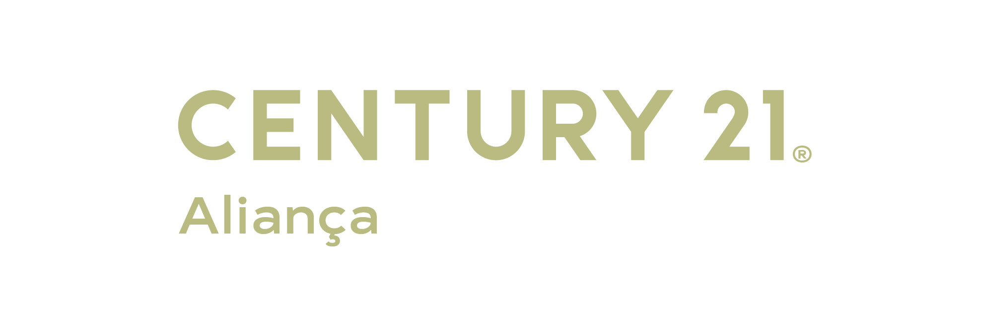 Logo da Century 21 Aliança, dourado em fundo branco.