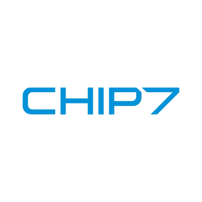 Logo do Chip7 a azul em fundo branco.