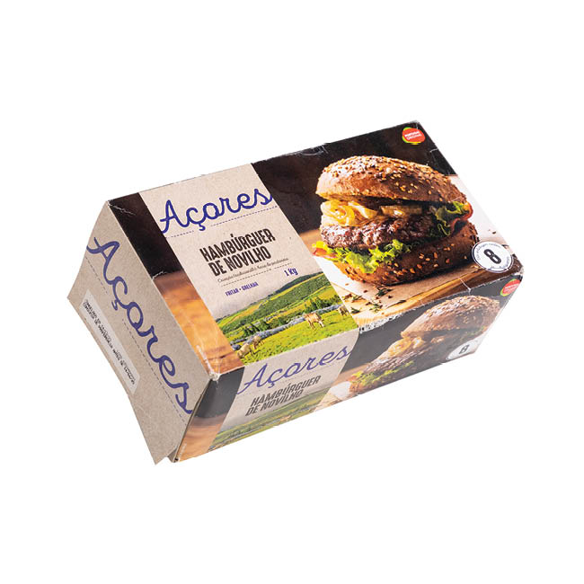 Caixa dos hamburgueres de novilho dos Açores do Lidl.
