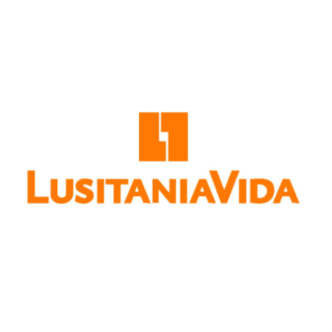 Logo da Lusitânia a laranja em fundo branco.