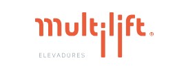 Logo da empresa de elevadores Multilift, a laranja em fundo branco