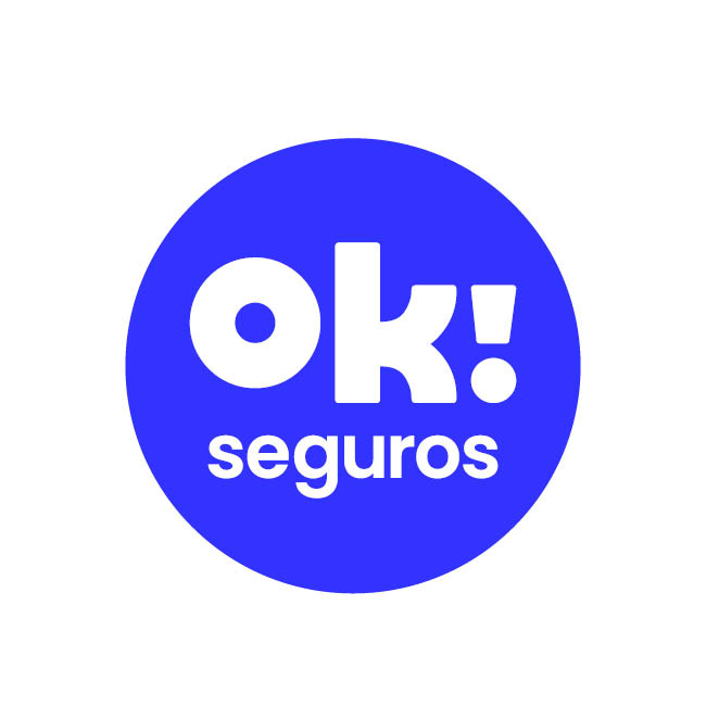 Logo da Ok! Seguros a azul em fundo branco.