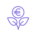 planta com o símbolo do euro a representar o crescimento financeiro