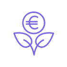 planta com o símbolo do euro a representar o crescimento financeiro