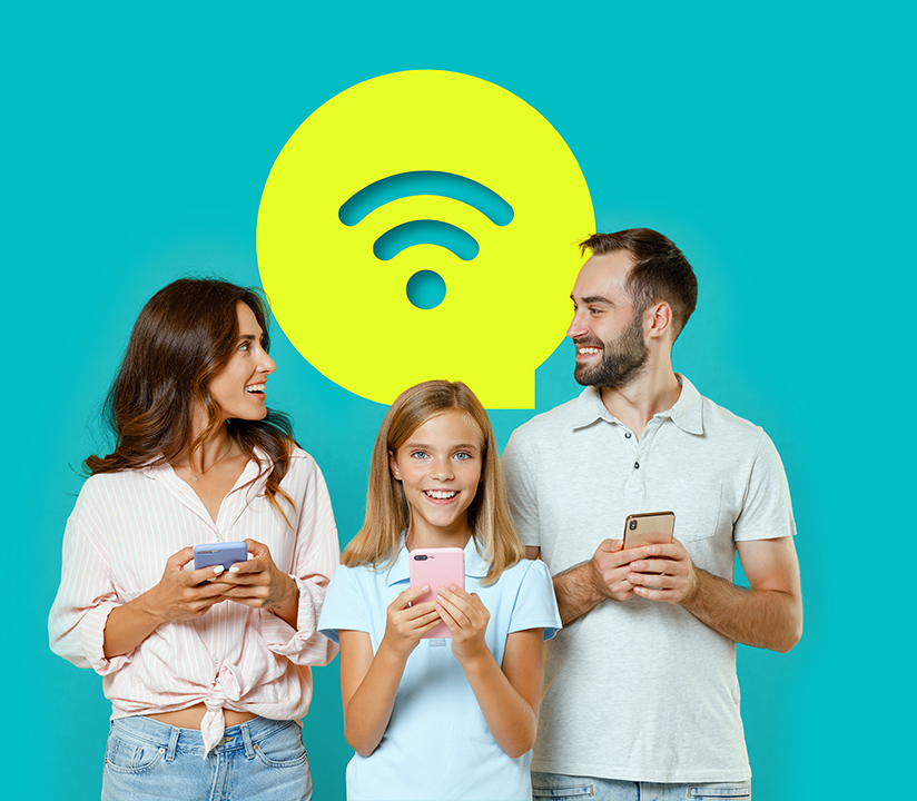 Mãe, pai e filha dão dicas para poupar nas telecomunicações.