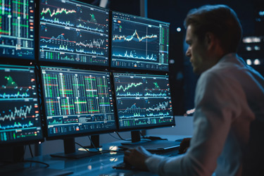 analista mercados olhar para monitores