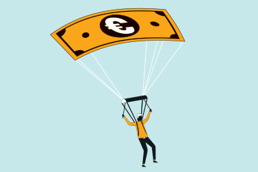 dinheiro descer paraquedas